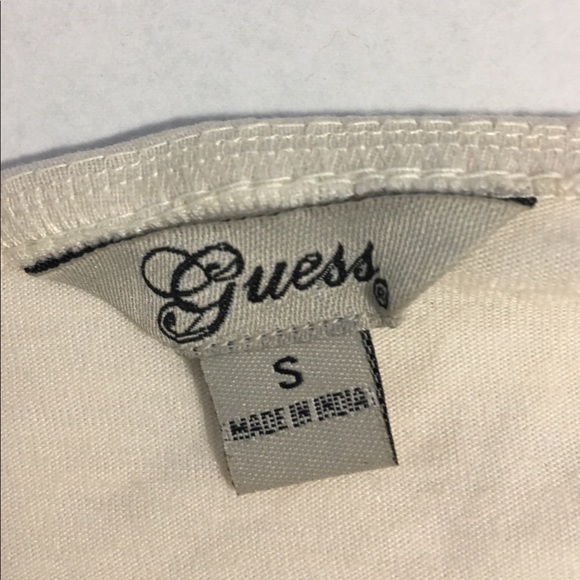 NWOT Guess Cream Ruched Cap Sleeve Blouse - Picture 3 of 5